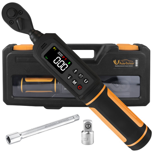 Digital Torque Wrench 1/4 Drive, 1.1-22.1 Ft-lbs/1.5-30Nm Range, Electric Torque Wrench with Dual Direction Ratchet, ±1% Accuracy with Vibration, Buzzer and LED Alert