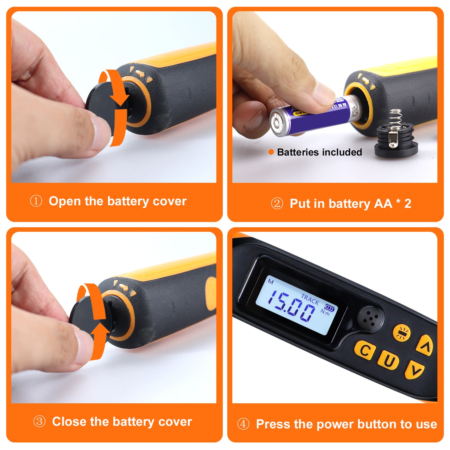 Digital Torque Wrench 1/2 Drive, Torque Wrench Digital 14.8-147.5 ft-lbs(20-200Nm), Triggers with Buzzer&LED Indicator, Suitable for Automotive/Moto/Bicycle, Accuracy ±1%