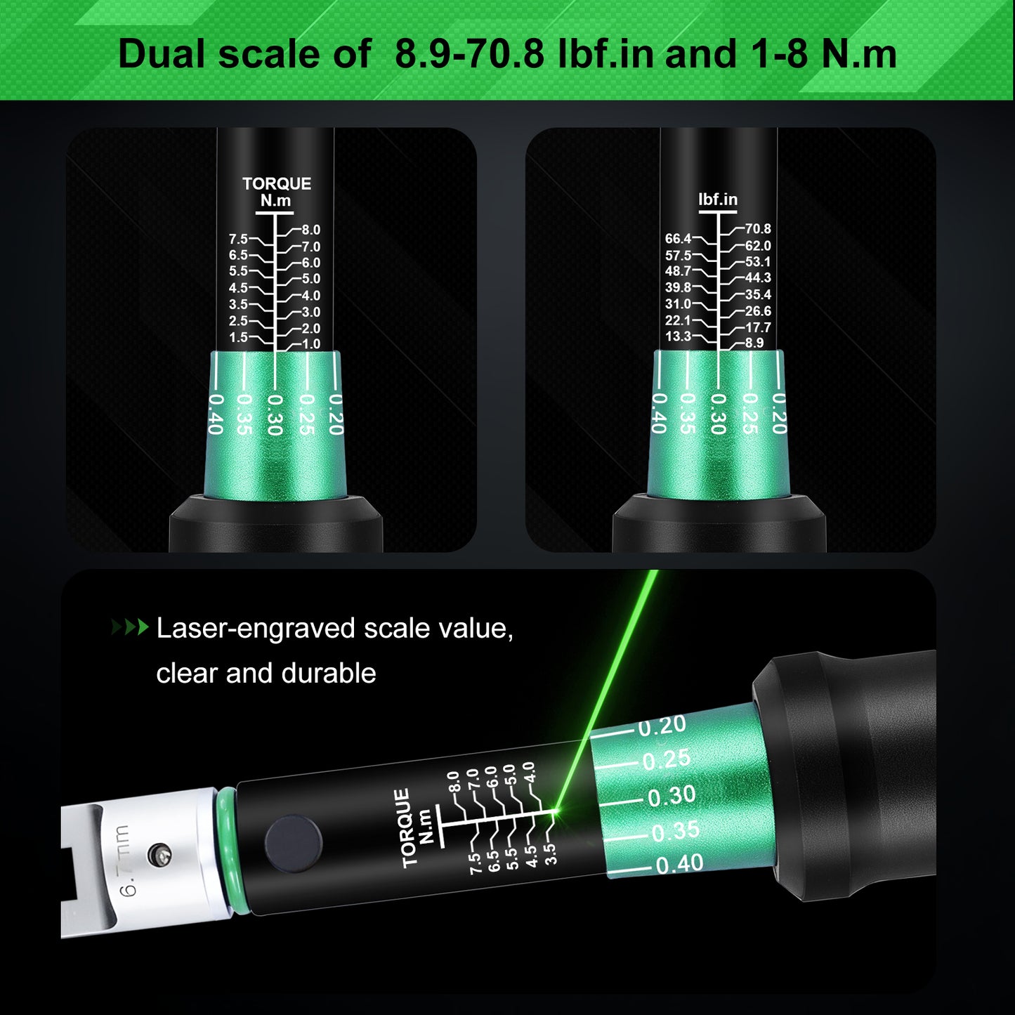 Spoke Torque Wrench, Motorcycle Spoke Wrench with 5.1-6.9mm Wrench Heads, Bike Torque Wrench, Spoke Torque Wrench for Dirt Bike Tool Kit