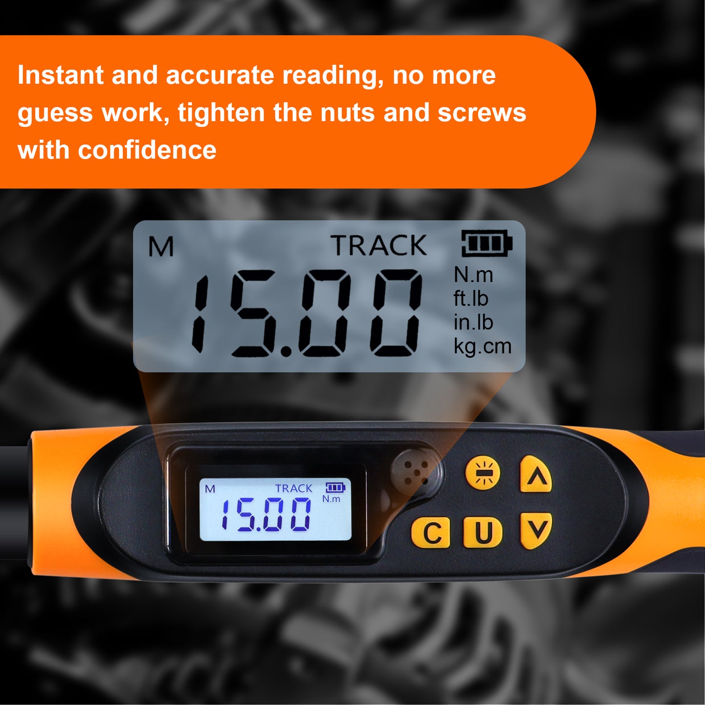 Digital Torque Wrench 1/2 Drive, Torque Wrench Digital 14.8-147.5 ft-lbs(20-200Nm), Triggers with Buzzer&LED Indicator, Suitable for Automotive/Moto/Bicycle, Accuracy ±1%