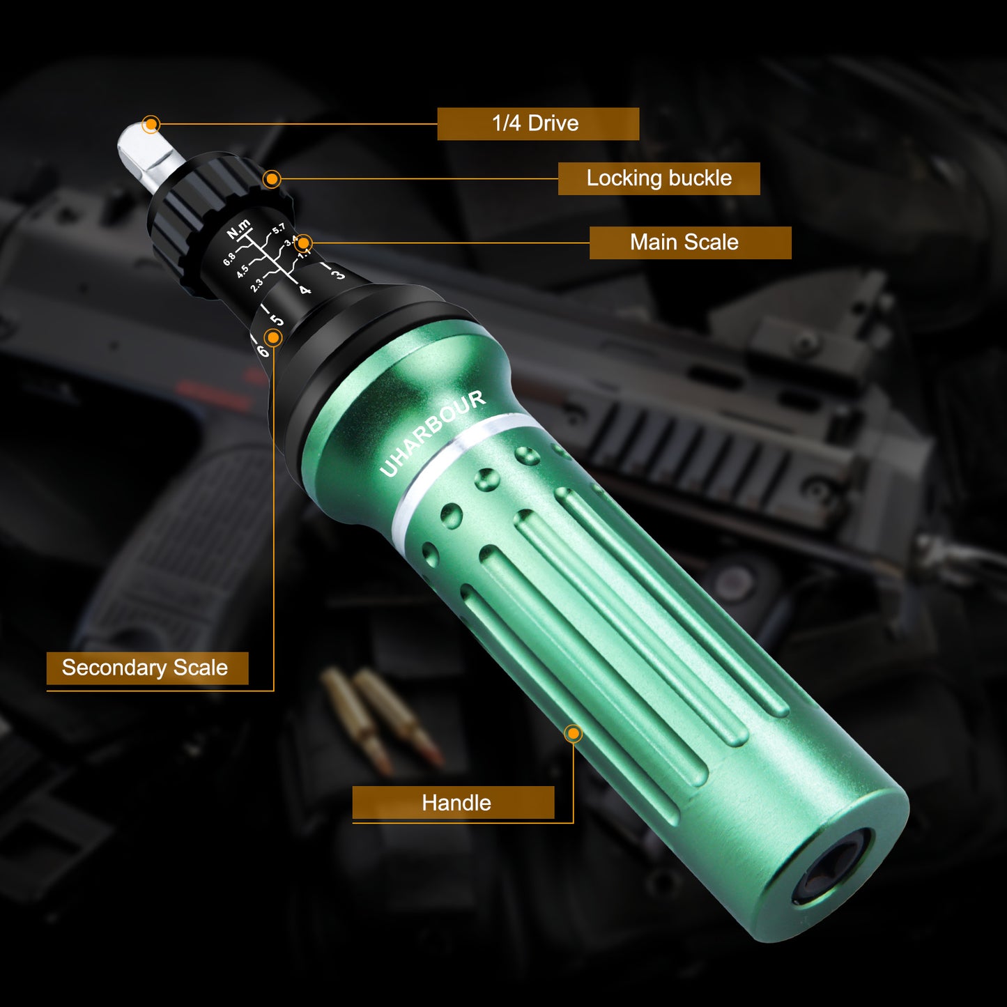 Torque Screwdriver 10-60 in.lb, Torque Screwdriver Set with 1/4" Elastic Bit Holder, 1/4" Bit Adapter, Flat, Hex, Torx and Philips Bits, Suitable for Gunsmithing, DIY, Bicycle Maintenance