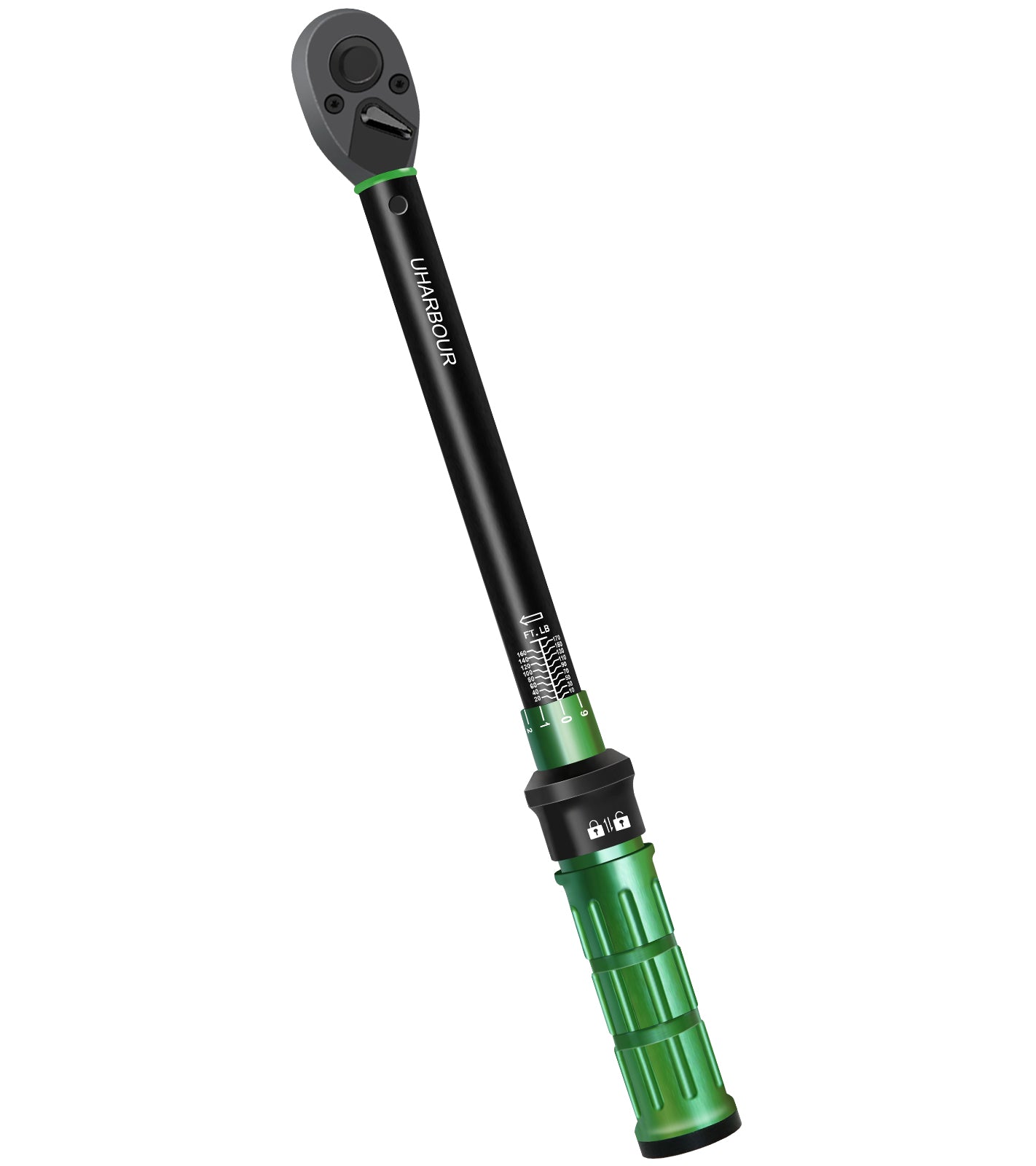 Uharbour Torque Wrench 1/2 Drive, 1/2 Torque Wrench 10-170Ft-Lb/13.6-230.5Nm, Dual-Direction Adjustable Ratchet with 72 teeth, Torque Wrench for Car, Moto and Bicycle with Audible Click
