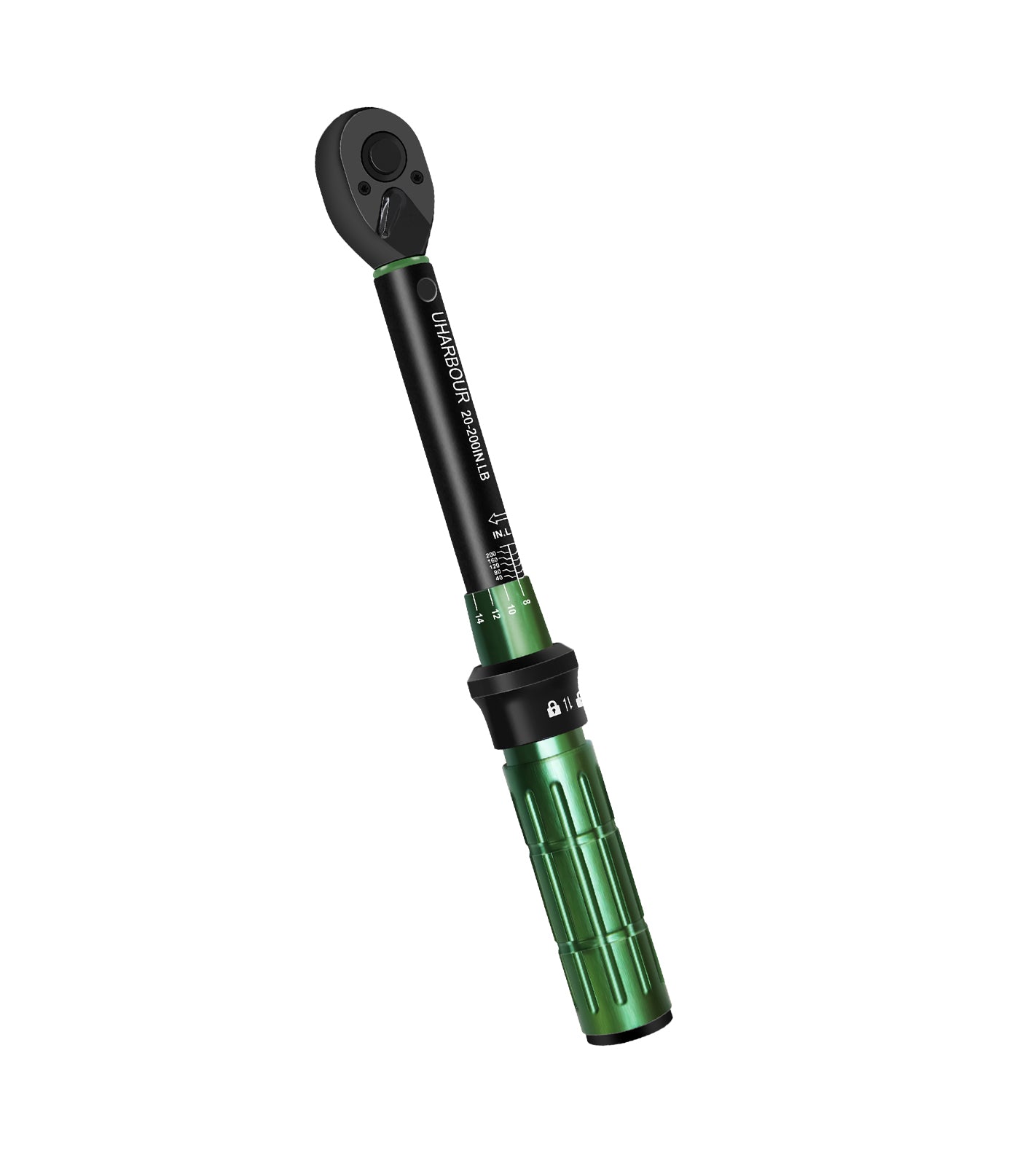 Uharbour Torque Wrench 1/4 Drive, 1/4 Torque Wrench 20-200 in-Lb, Dual-Direction Adjustable Ratchet with 72 Teeth, Torque Wrench for Bicycle, Moto and Car with Audible Click