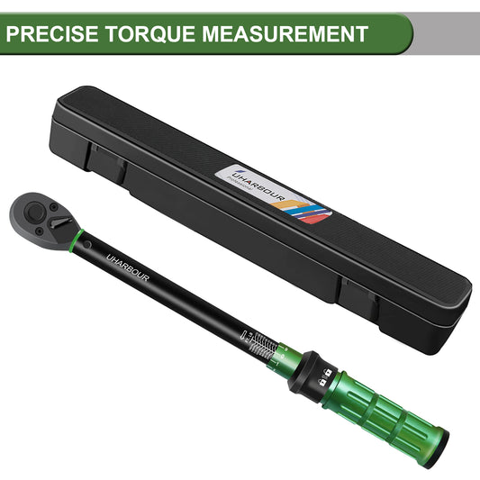 Uharbour Torque Wrench 1/2 Drive, 1/2 Torque Wrench 10-170Ft-Lb/13.6-230.5Nm, Dual-Direction Adjustable Ratchet with 72 teeth, Torque Wrench for Car, Moto and Bicycle with Audible Click
