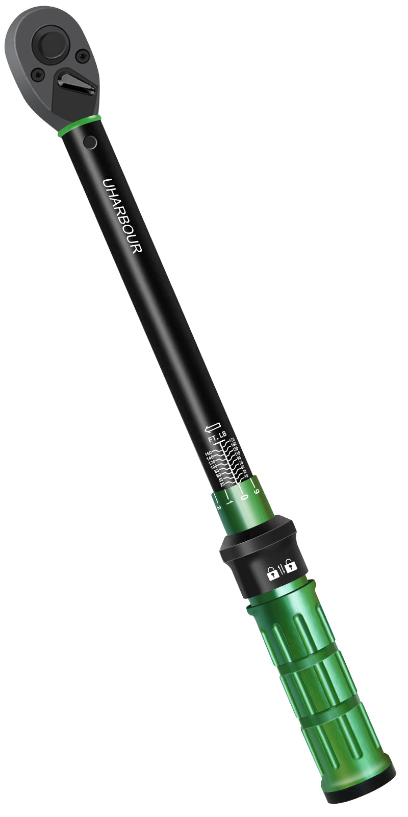 Uharbour Torque Wrench 1/2 Drive, 1/2 Torque Wrench 10-170Ft-Lb/13.6-230.5Nm, Dual-Direction Adjustable Ratchet with 72 teeth, Torque Wrench for Car, Moto and Bicycle with Audible Click