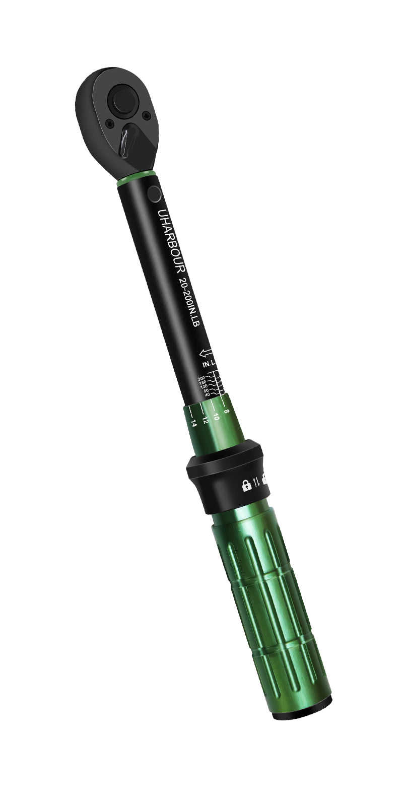 Uharbour Torque Wrench 1/4 Drive, 1/4 Torque Wrench 20-200 in-Lb, Dual-Direction Adjustable Ratchet with 72 Teeth, Torque Wrench for Bicycle, Moto and Car with Audible Click