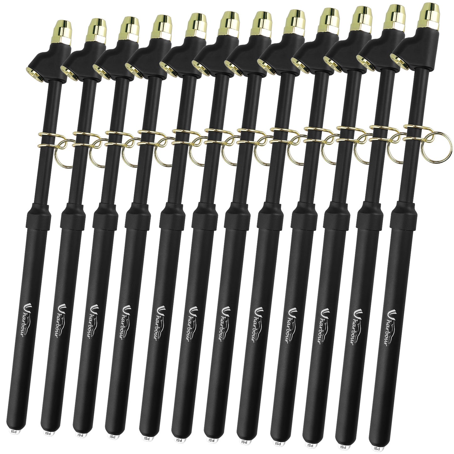 Dual Head Tire Pressure Gauge 10-150PSI, 12 Pcs Heavy Duty Semi Truck Tire Pressure Gauge 1-10 Bar, Air Pressure Gauge for Tires Extended Tube for Semi Truck, RV, Car, Motorcycle