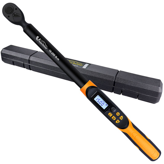 Digital Torque Wrench 1/2 Drive, Torque Wrench Digital 14.8-147.5 ft-lbs(20-200Nm), Triggers with Buzzer&LED Indicator, Suitable for Automotive/Moto/Bicycle, Accuracy ±1%