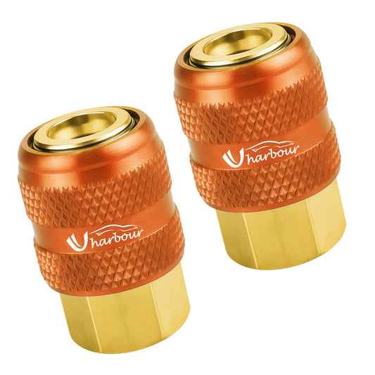 Locking Air Chuck, 1/4 FNPT Lock On Air Chuck, Heavy Duty Brass Material for Tire Inflators(Set of 2)
