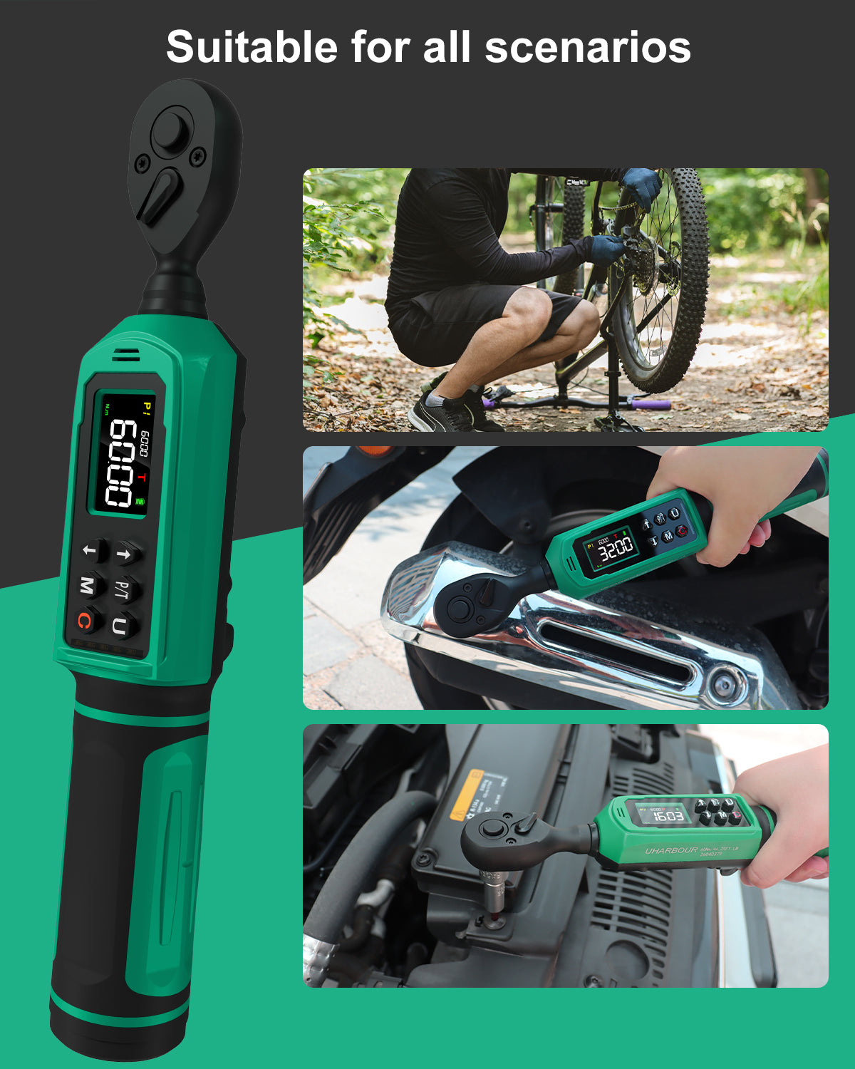Uharbour Digital Torque Wrench 3/8", 0.66-44.29Ft.lbs/0.9-60Nm, 66 PCS Torque Wrench Set-UHXM025