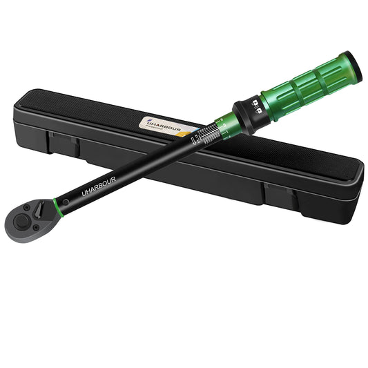 Uharbour Torque Wrench 1/2 Drive, 1/2 Torque Wrench 10-170Ft-Lb/13.6-230.5Nm, Dual-Direction Adjustable Ratchet with 72 teeth, Torque Wrench for Car, Moto and Bicycle with Audible Click